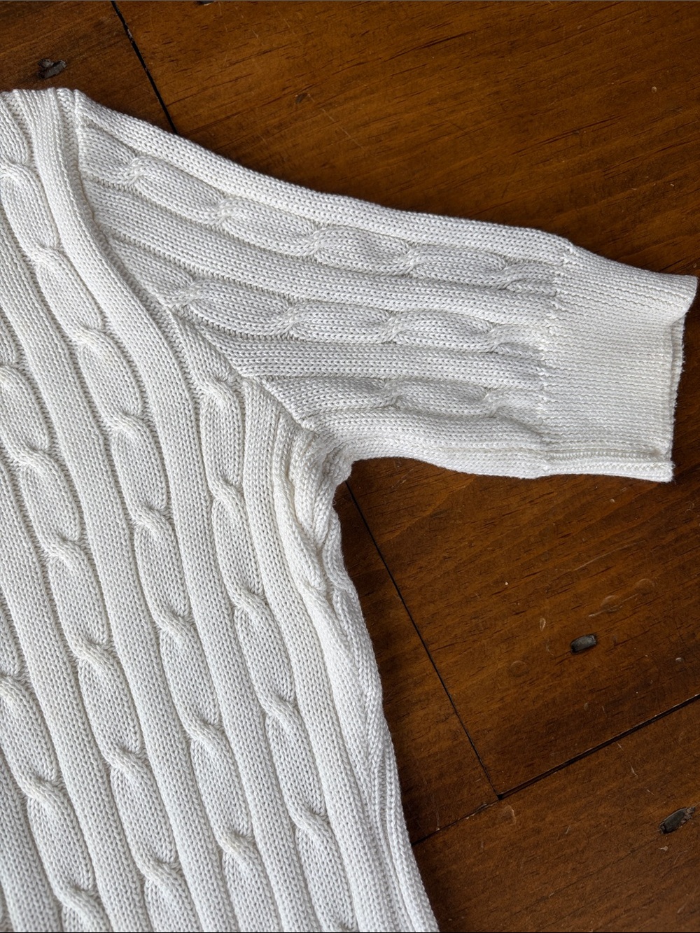 Ralph Lauren Off White Cable Knit Short-Sleeve Cardigan Sz M - Picture 10 of 12